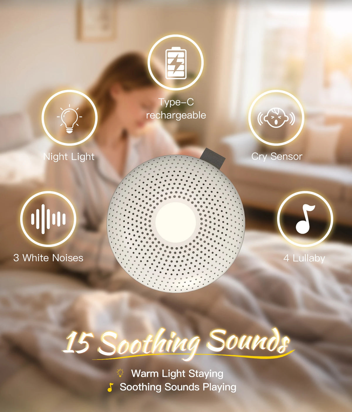 Portable Sleep Aid White Noise Machine Baby Adult 15 - top-down view
