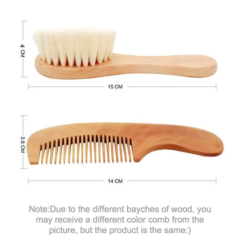 1 2 3PCS Newborn Wool Baby Wooden Brush Comb Newborn - lifestyle in-use