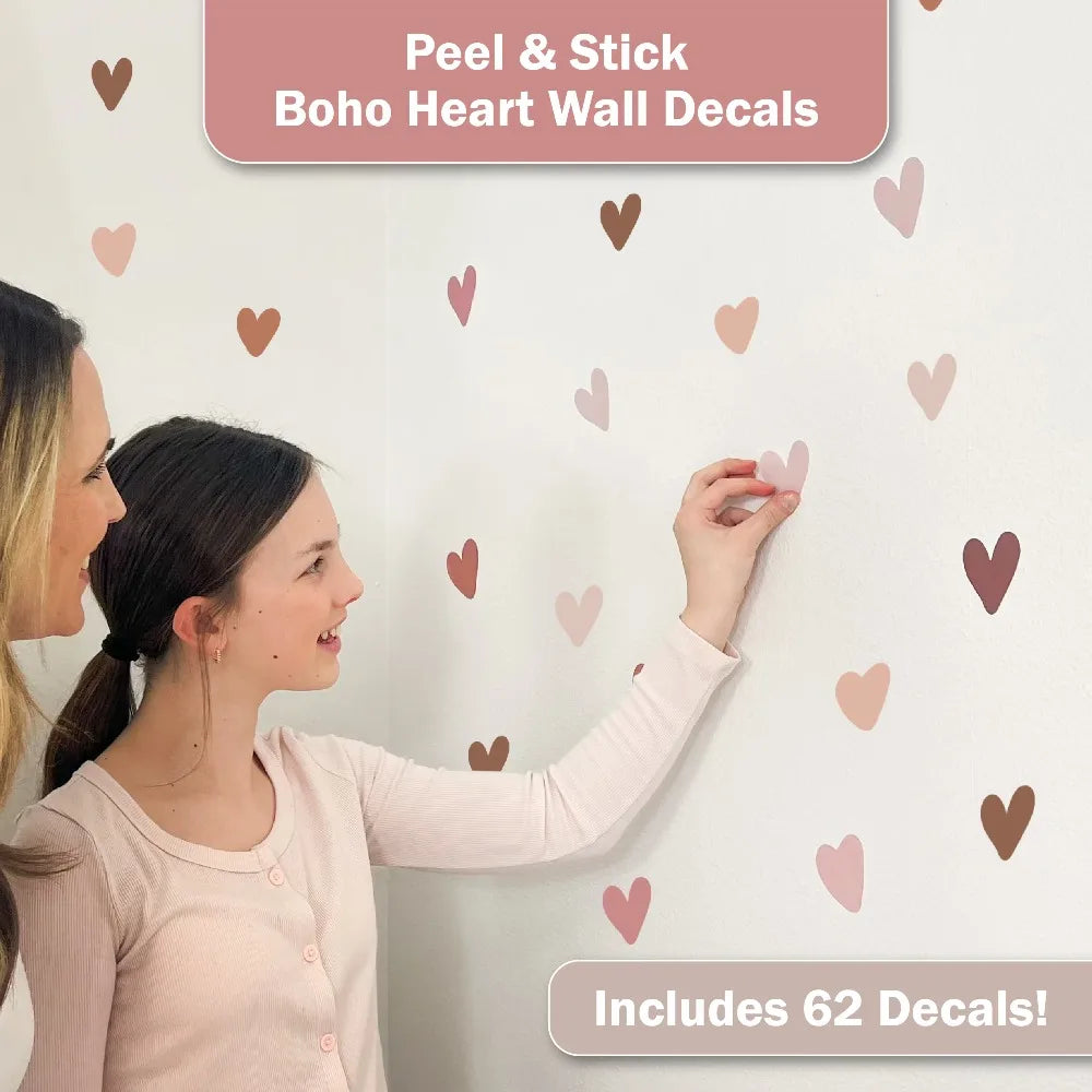 Bohemian Style Heart-Shaped Vinyl Wall Decals Peel - lifestyle in-use