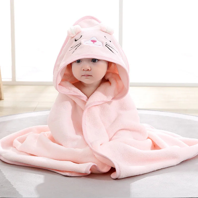 Cartoon Baby Bath Towels Soft Newborn Hooded Towel - lifestyle in-use