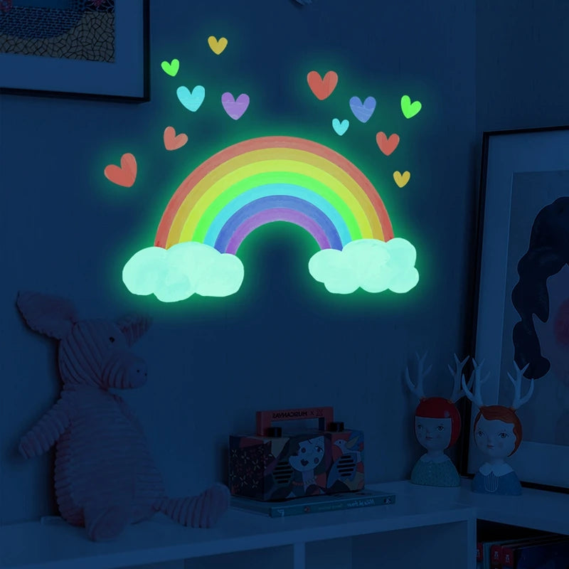 Cartoon Rainbow Luminous Wall Stickers Glow Dark Cloud - size reference