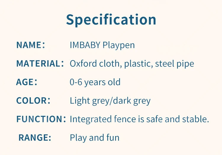 IMBABY Baby Playpen Light Gray Infant Fence 150x180