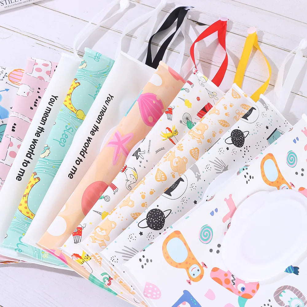 Cute EVA Baby Wet Wipe Pouch Wipes Holder Case Flip - set overview