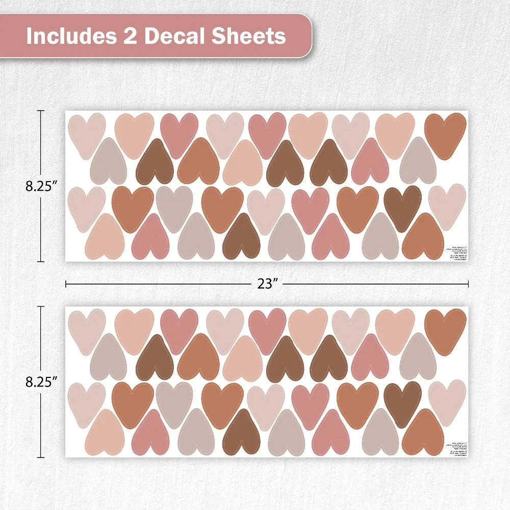 Bohemian Style Heart-Shaped Vinyl Wall Decals Peel - set overview