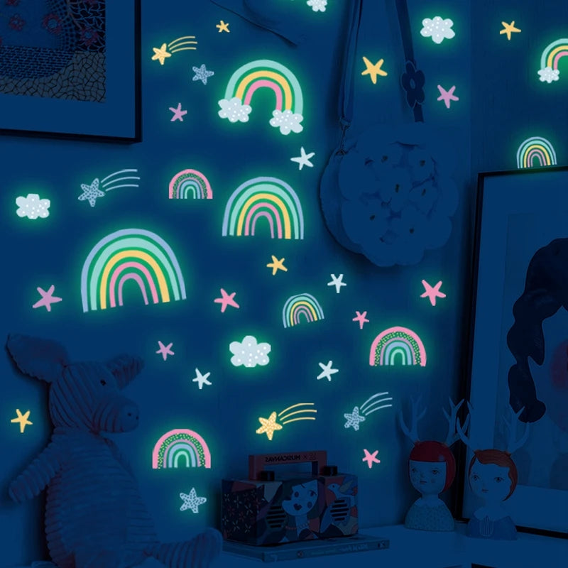 Cartoon Rainbow Luminous Wall Stickers Glow Dark Cloud - detail view