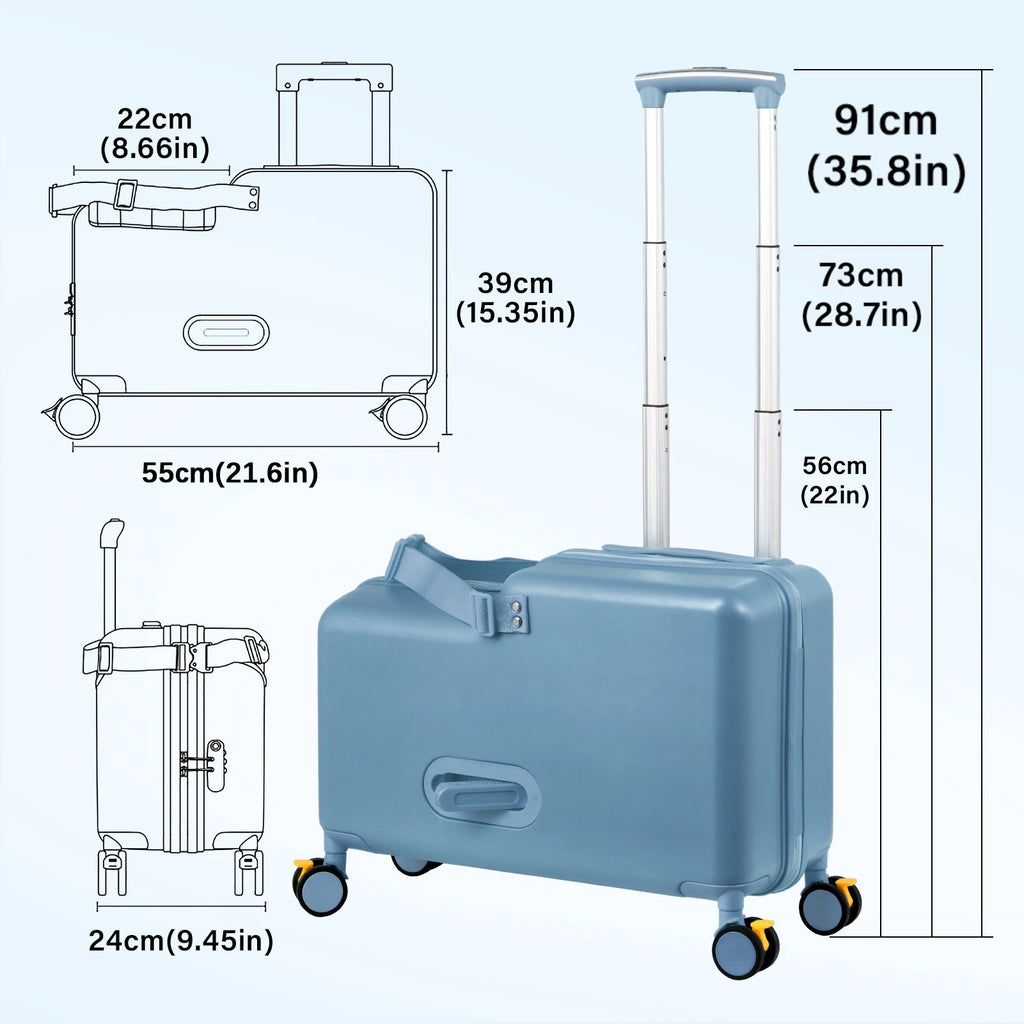 Kids Ride Suitcase Childrens Travel Suitcase 20 Inch