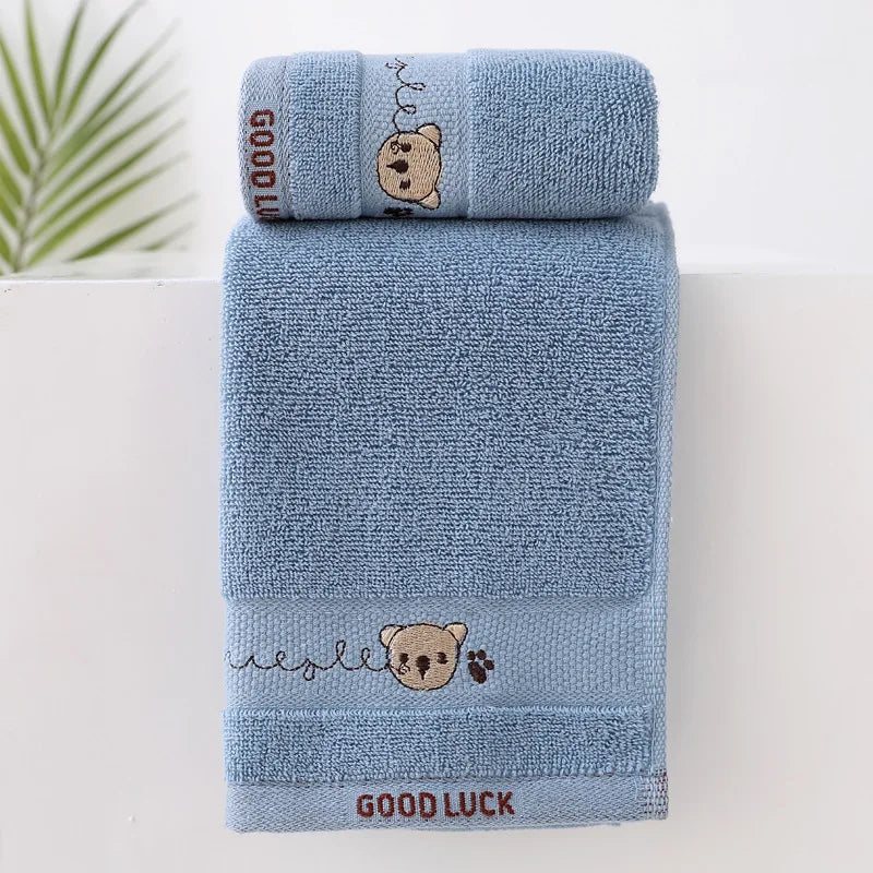 Baby Towels Cotton Bath Towel Face Washcloth Cute - set overview