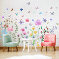58 Pcs Colorful Flower Wall Stickers Butterfly Bee - front view