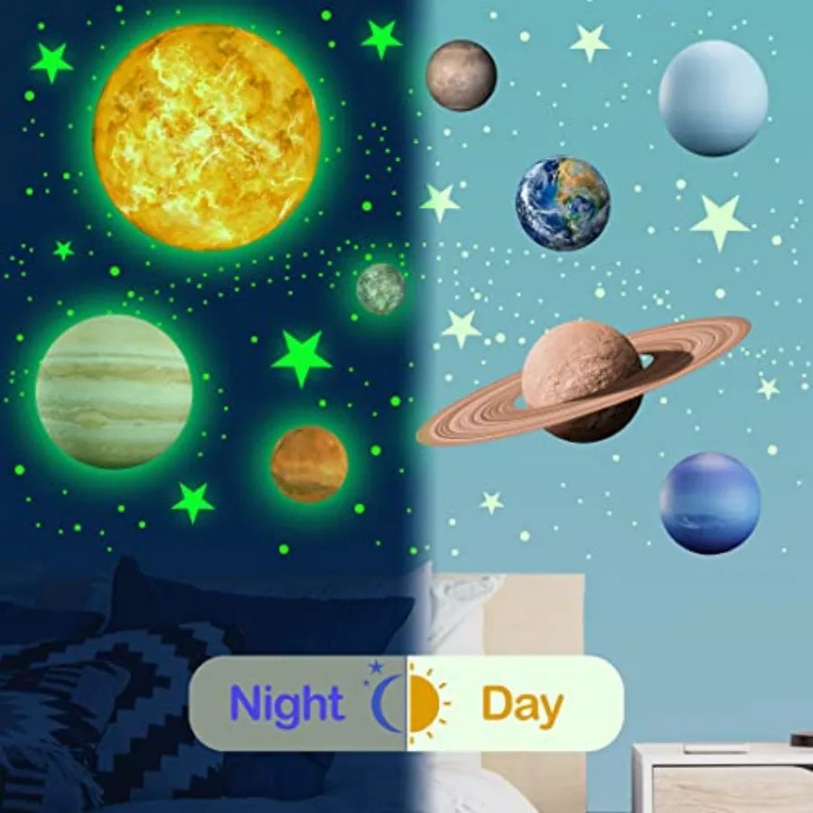 Glow in The Dark Stars Solar System Wall Stickers - size reference