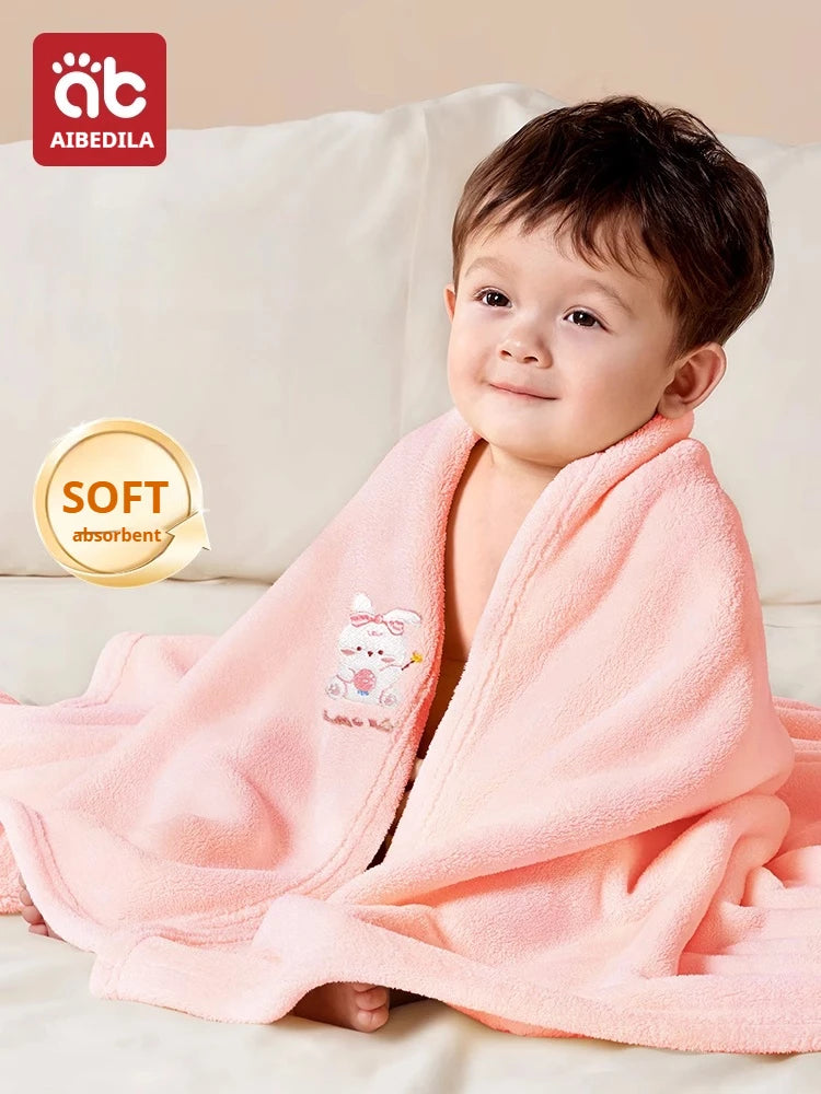 AIBEDILA Toddler Coral Velvet Bathrobe Soft - detail view