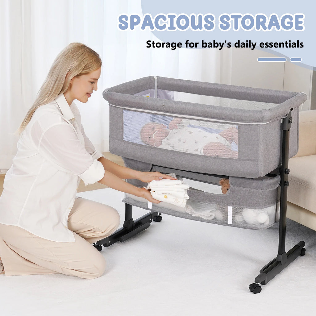 Baby Bedside Bassinet 3-in-1 Baby Crib Headboard Bed - packaging view