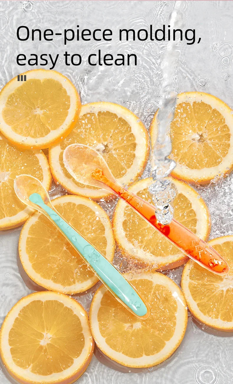2 Pcs Baby Silicone Spoon Learning Spoon Set Stars