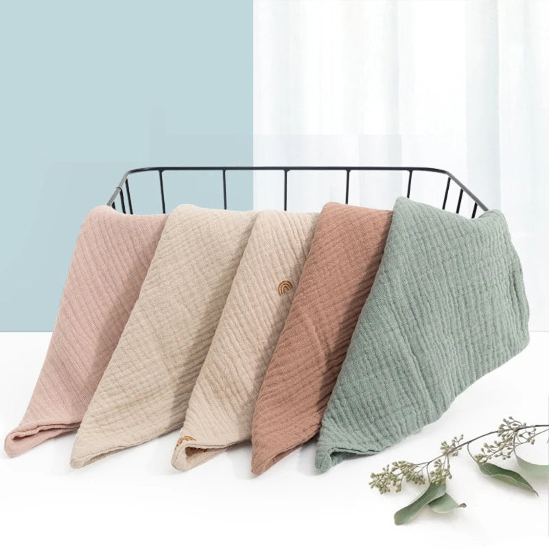 5pcs Set Square Cotton Baby Face Towel Handkerchief - top-down view