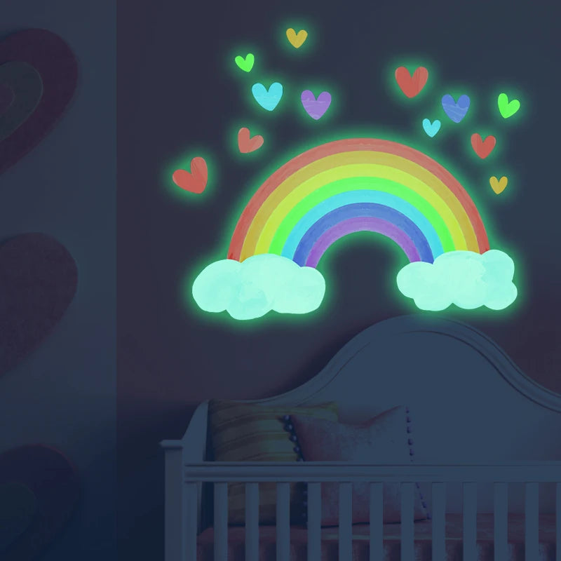 Cartoon Rainbow Luminous Wall Stickers Glow Dark Cloud - feature close-up
