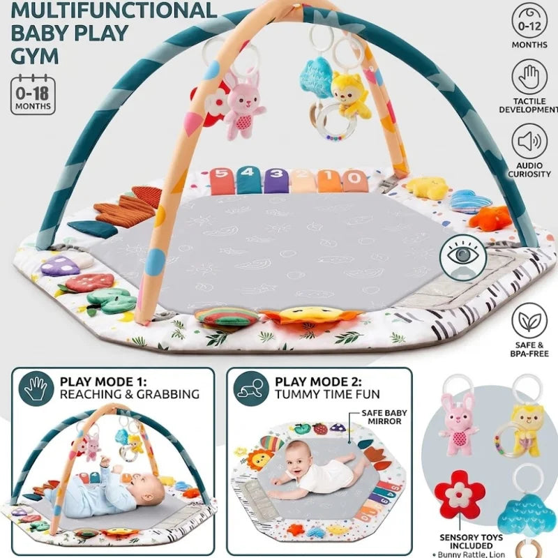 Large Baby Play Gym Mat Sensory Toys 0-18 Months Tummy - material close-up