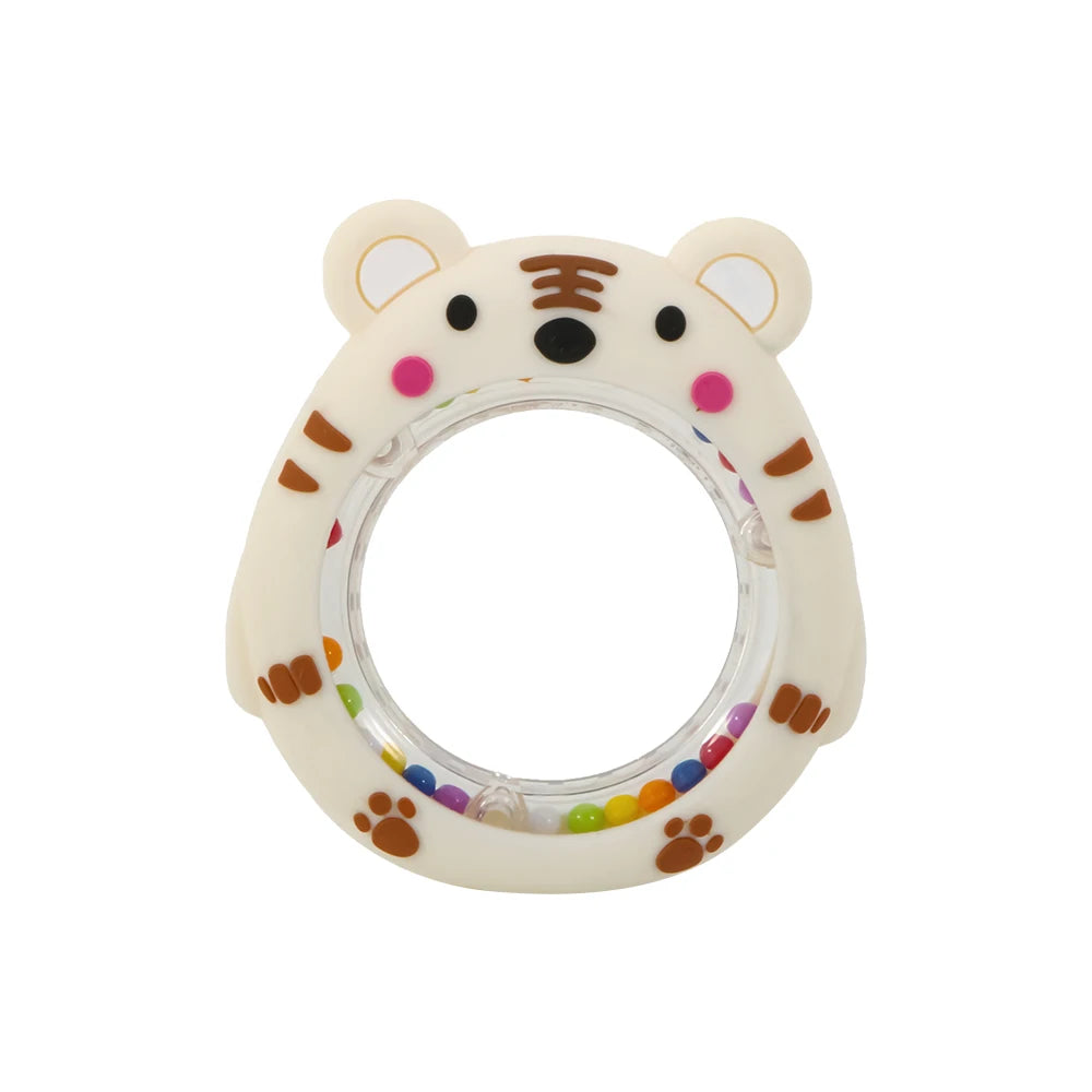 4 Pack Cartoon Tiger Silicone Teething Ring Rattle - detail view