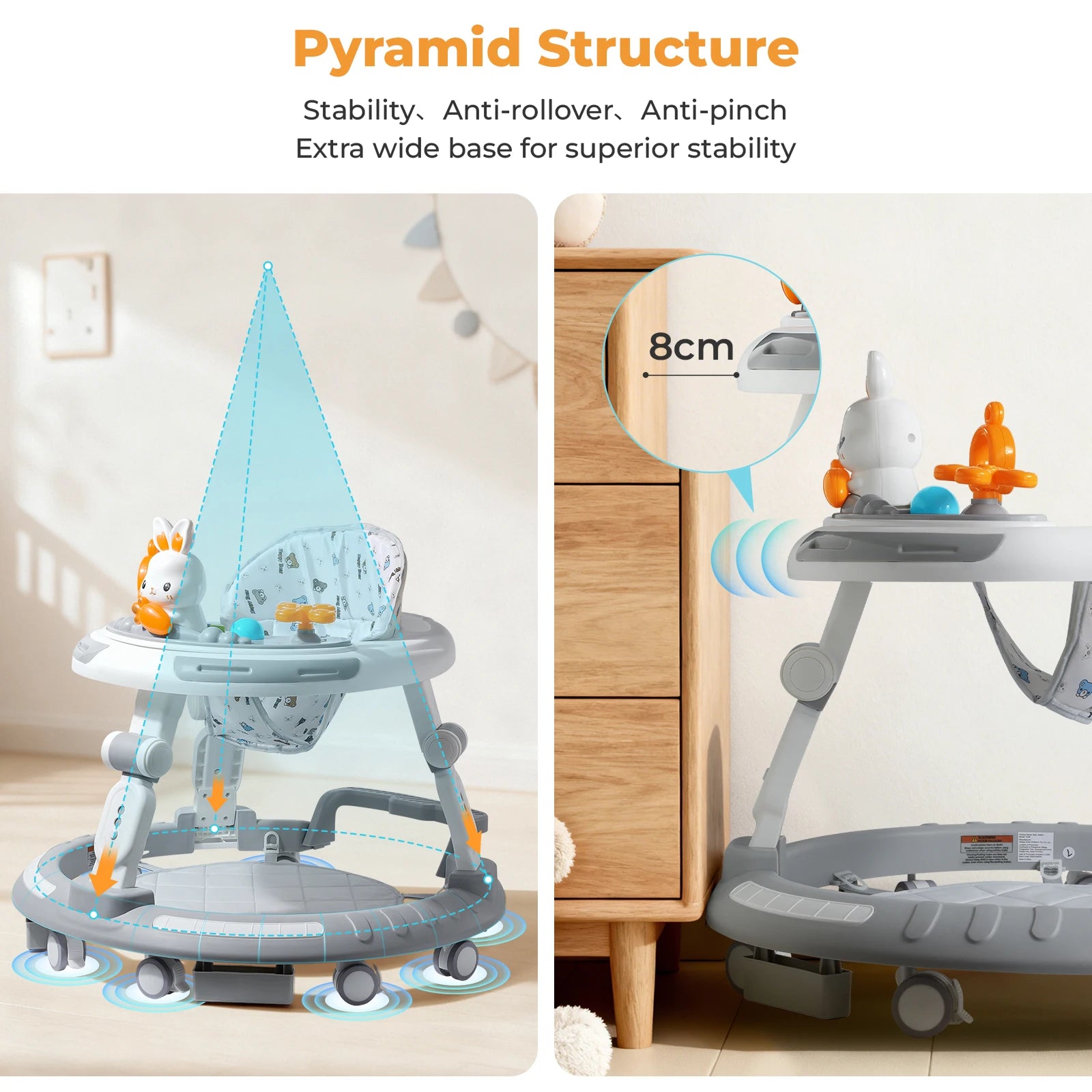 Safety-Enhanced 4-In-1 Grow-With-Me Baby Walker Play - size reference