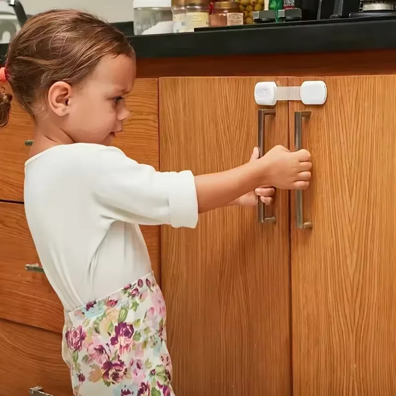 Adjustable No Drilling Child Safety Cabinet Locks - side angle