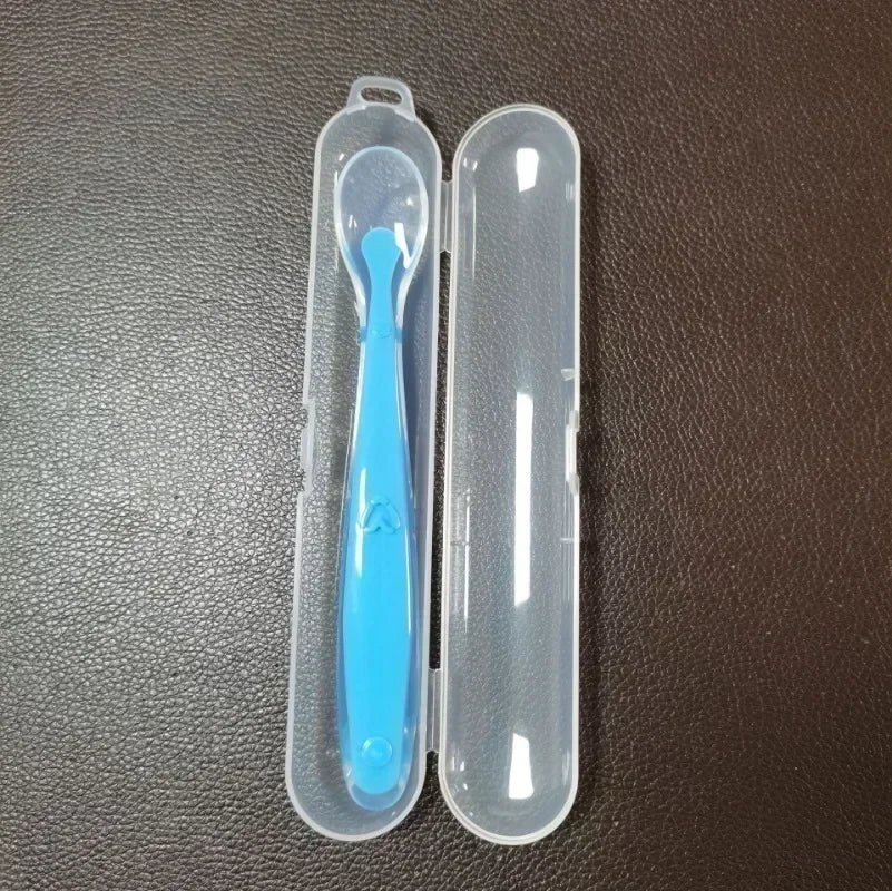 1 2Pcs Silicone Spoon Set Baby Learning eat Training