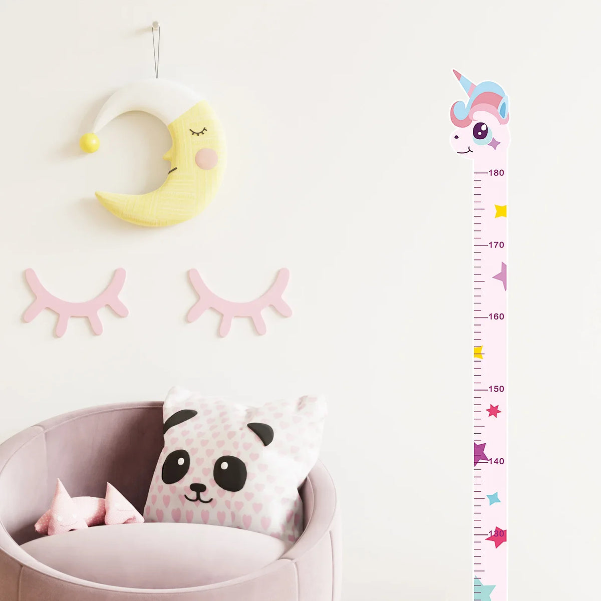 180cm Whimsical Animal Growth Chart Wall Decals: Unicorn - feature close-up