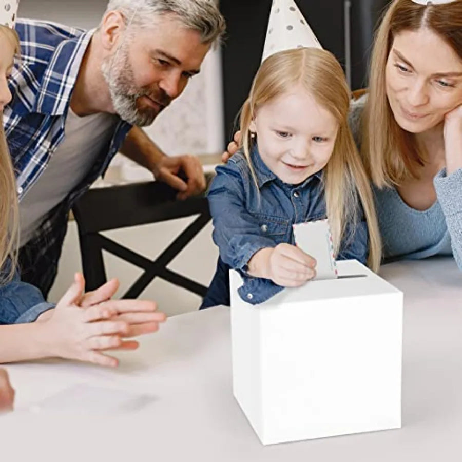 White Card Box Holder Weddings White Gift Card Box - set overview
