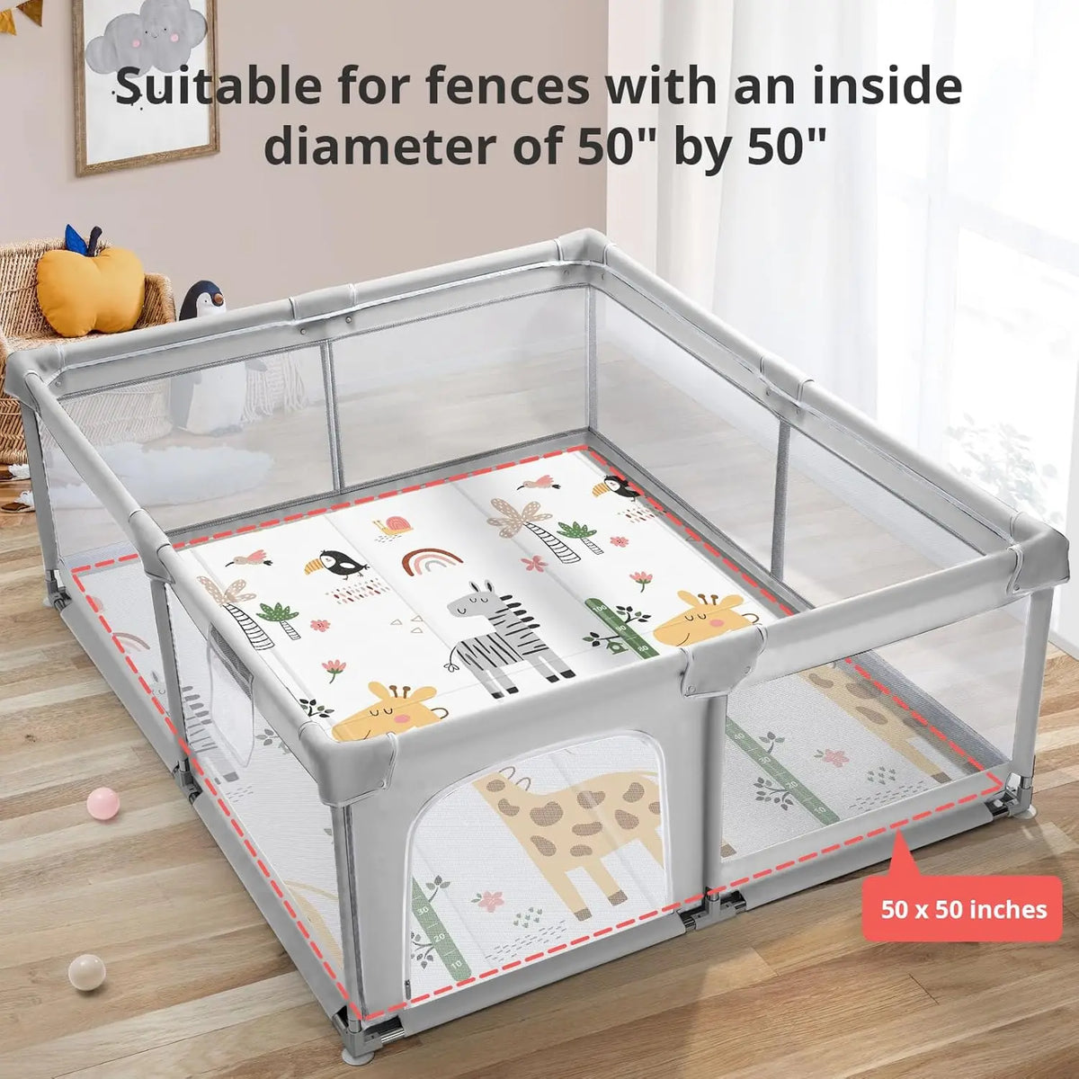 Baby Play Mat for 59''x 59''Playpen - lifestyle in-use