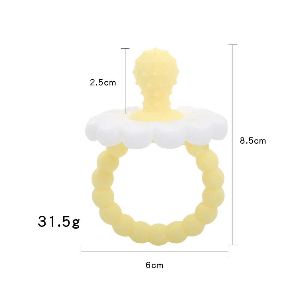 4 Pack Baby Teething Toys Flower Silicone Teether Rings - feature close-up