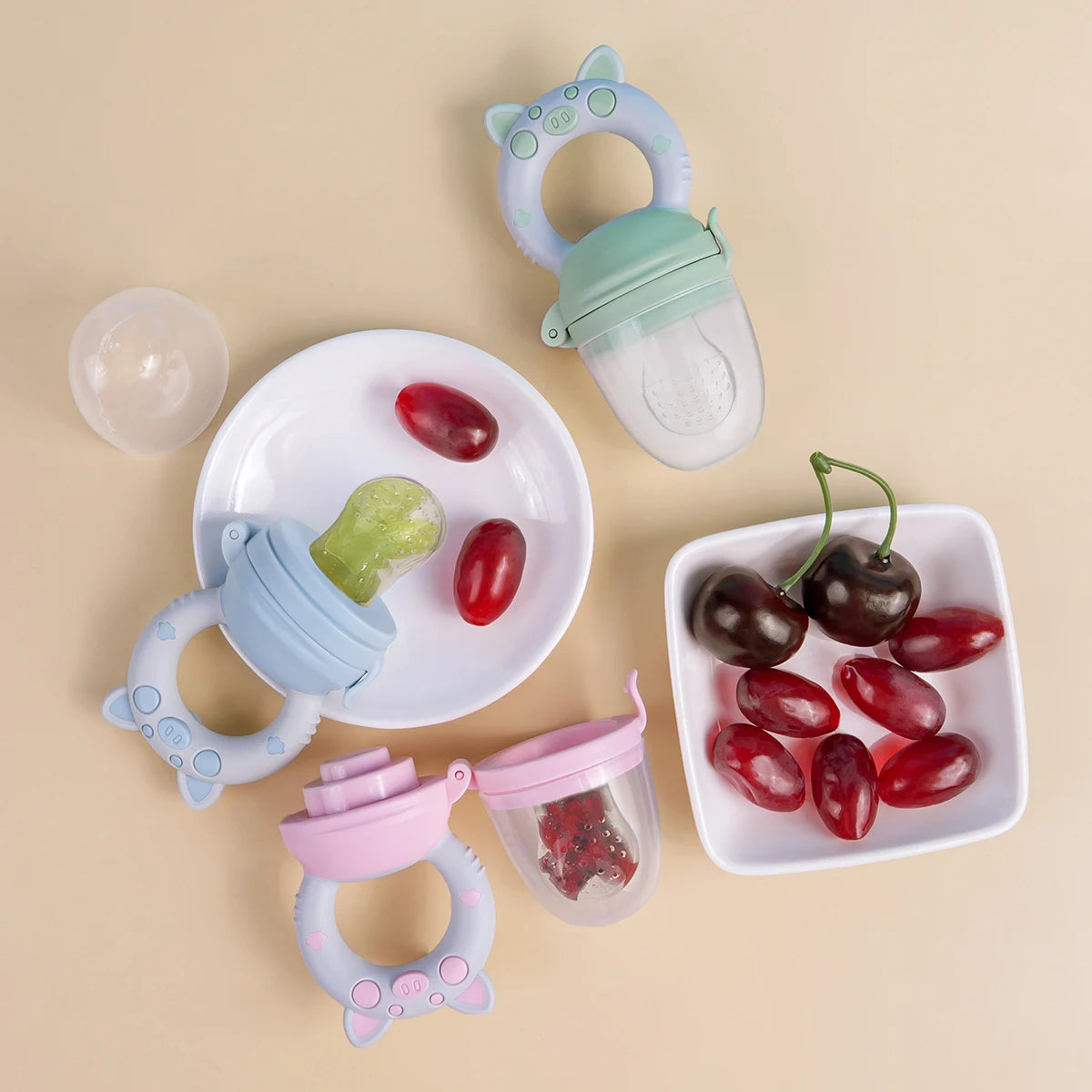 4pcs set Silicone Fruit Vegetable Feeder Infants - material close-up
