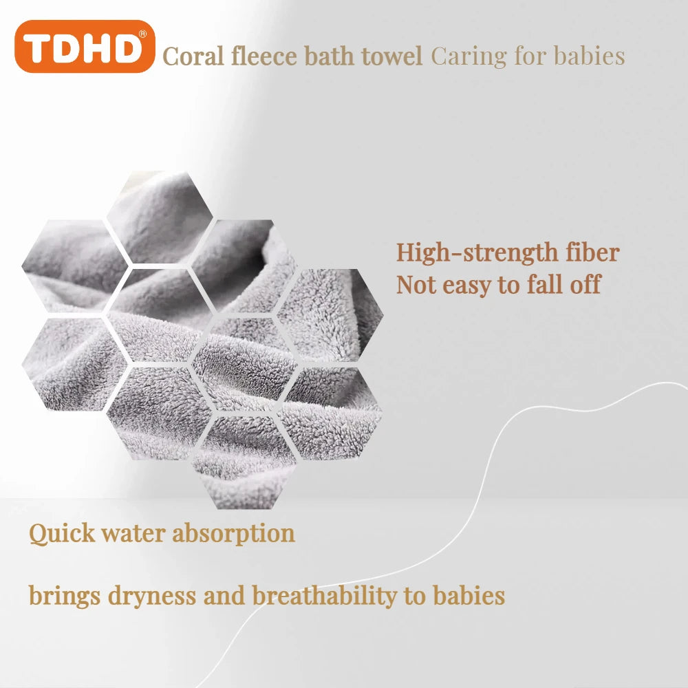 TDHD Hot Selling New Animal Hooded Baby Bath Towel Soft - packaging view