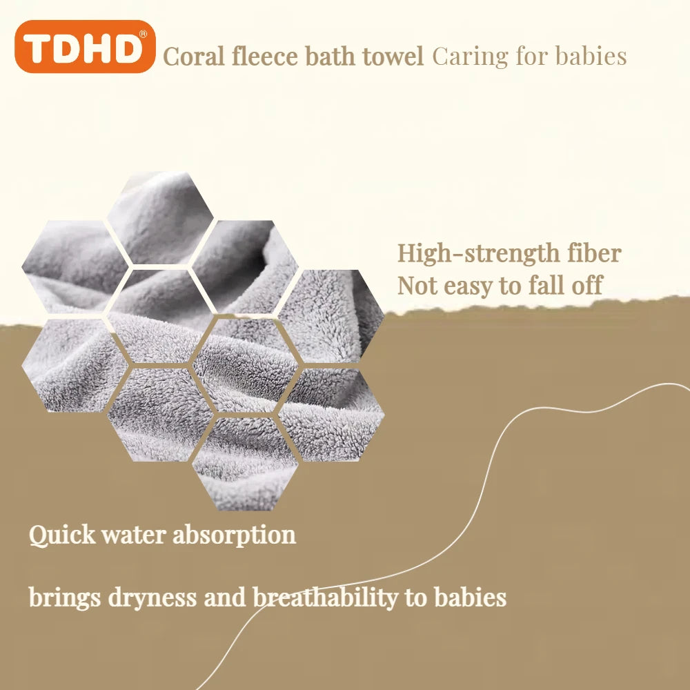 TDHD Hot Selling New Animal Hooded Baby Bath Towel Soft