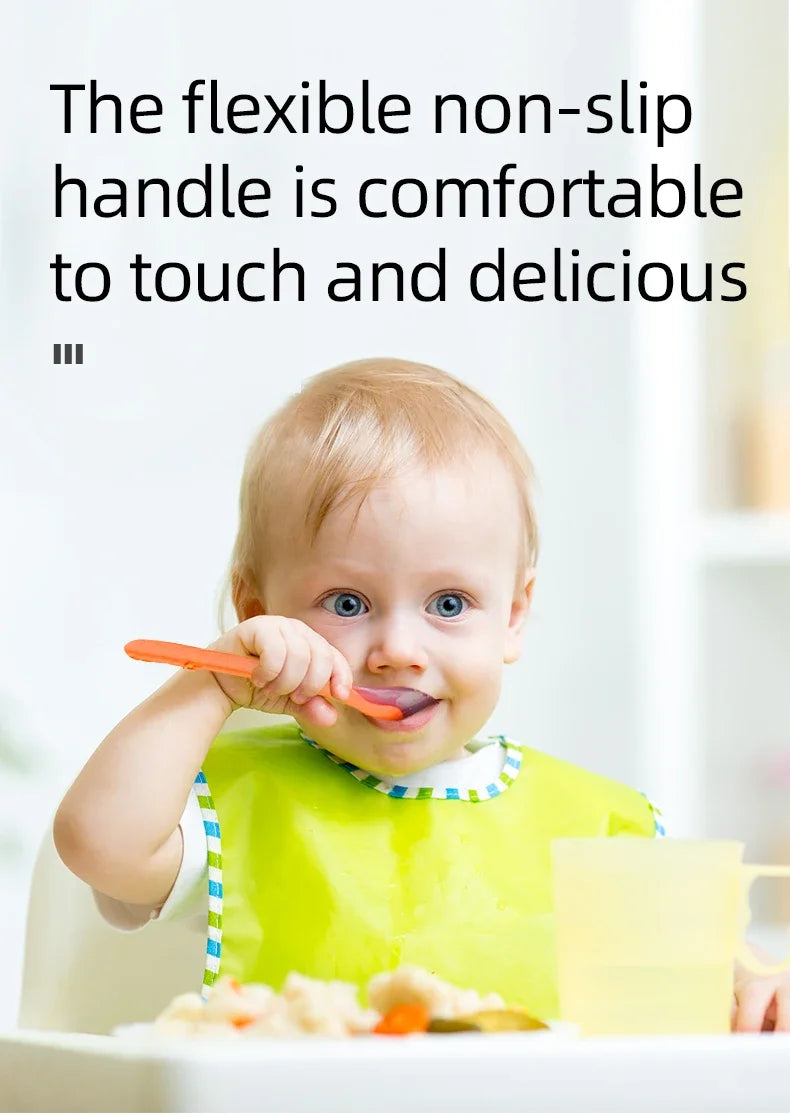 2 Pcs Baby Silicone Spoon Learning Spoon Set Stars