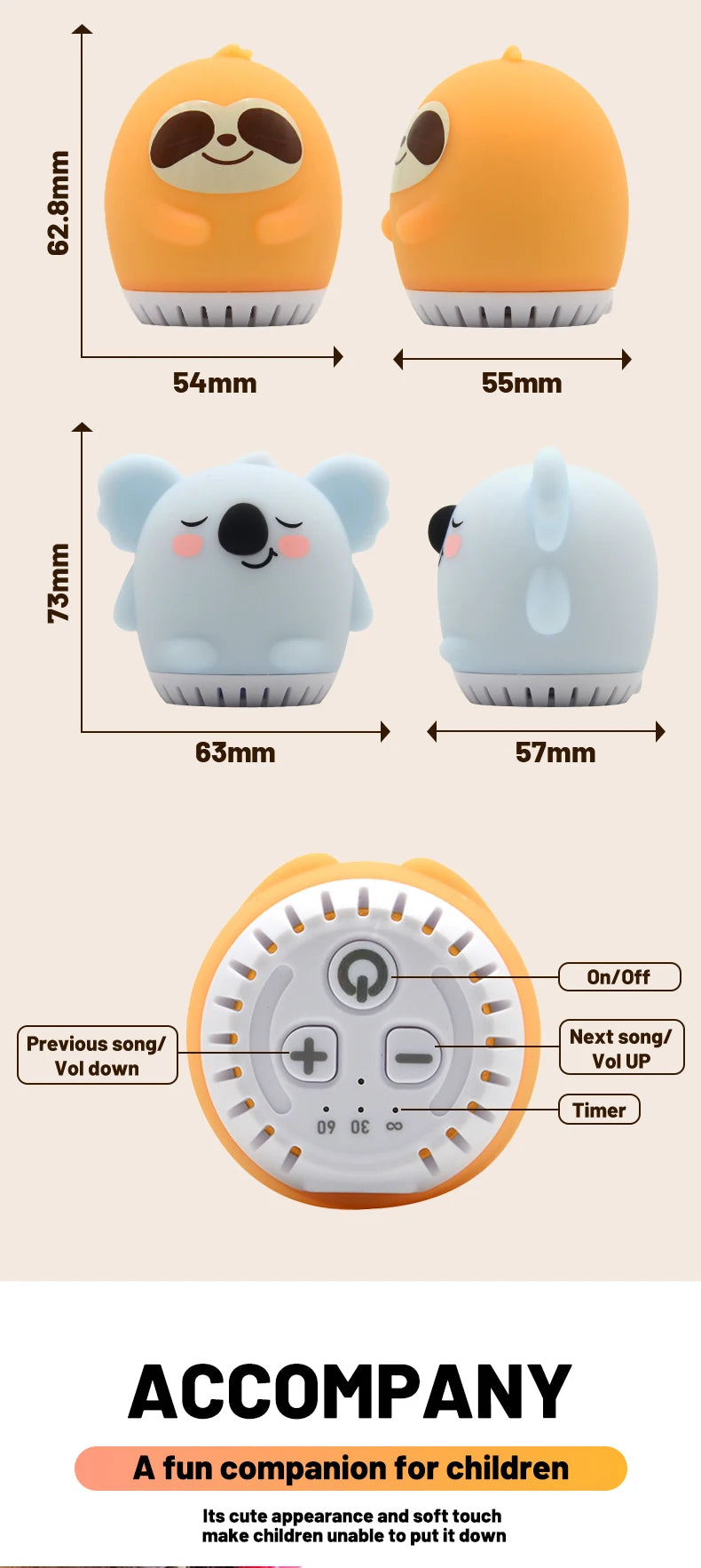 Mini Cute Rabbit White Noise Machine LED Night Light 20