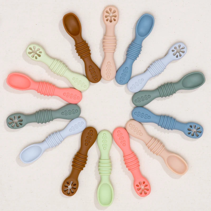 Baby Spoon Fork Set Food Grade Silicone Sticky Spoon