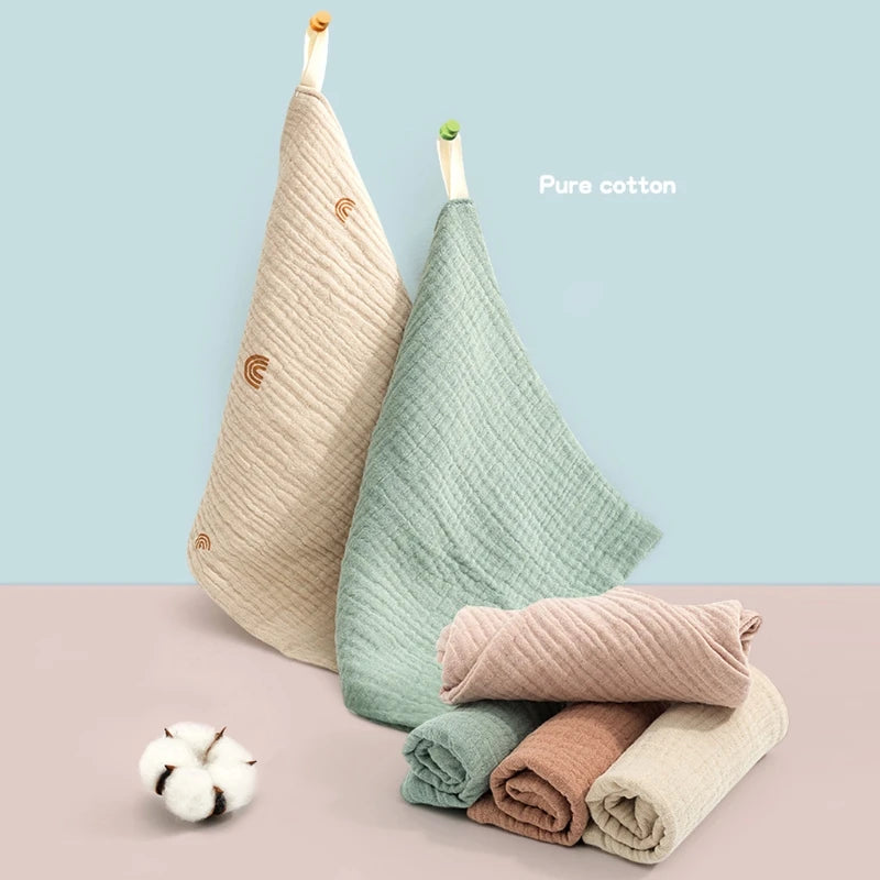 5pcs Set Square Cotton Baby Face Towel Handkerchief - detail view