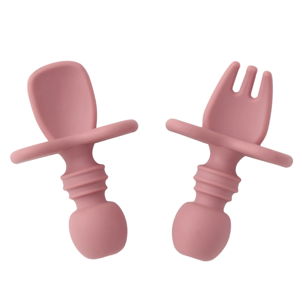 Color Kids 2PCS Silicone Baby Tableware Set Soft Fork