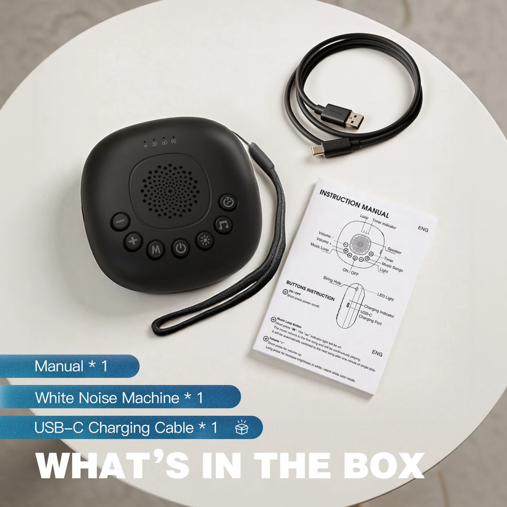 Portable White Noise Machine 20 Sounds RGB Night Light