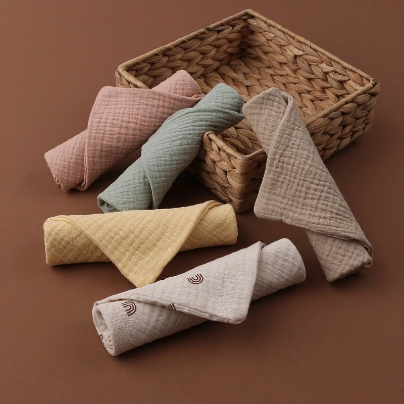 5pcs Set Square Cotton Baby Face Towel Handkerchief