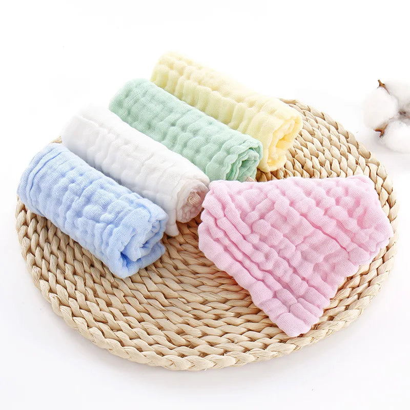 5Pcs 25x25cm Baby Towel Bath Towels Face Washcloth - material close-up