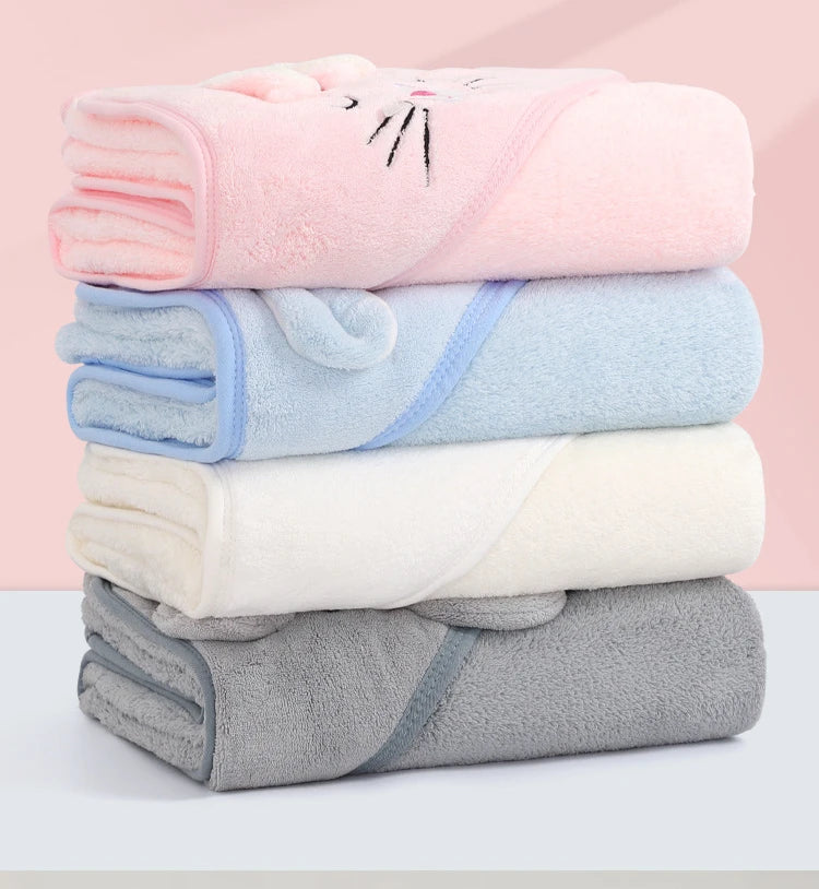 Newborn Baby Bath Towel Cartoon Baby Swaddle Kids - top-down view