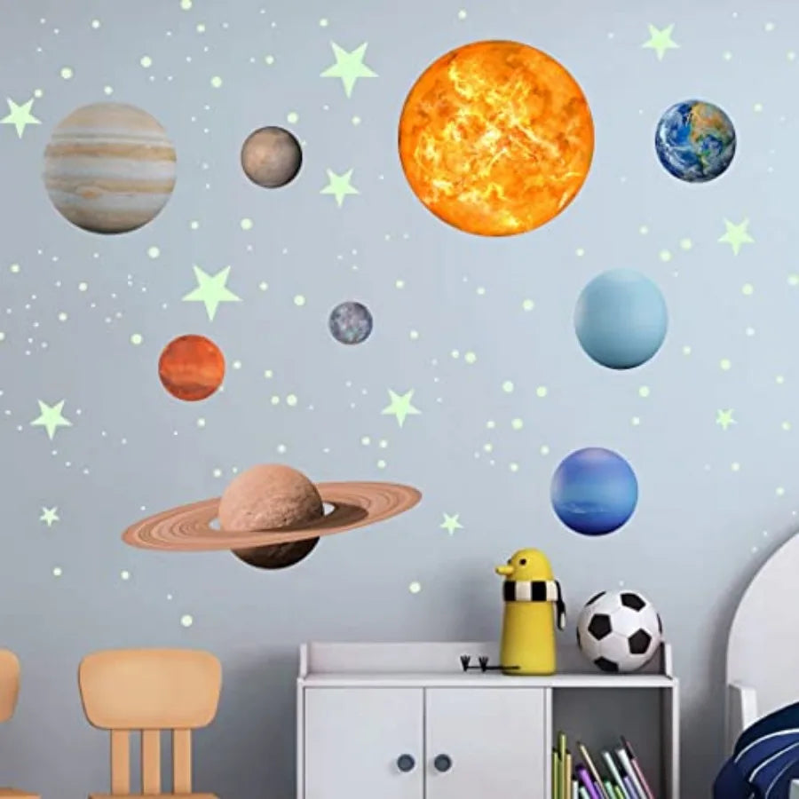 Glow in The Dark Stars Solar System Wall Stickers - feature close-up