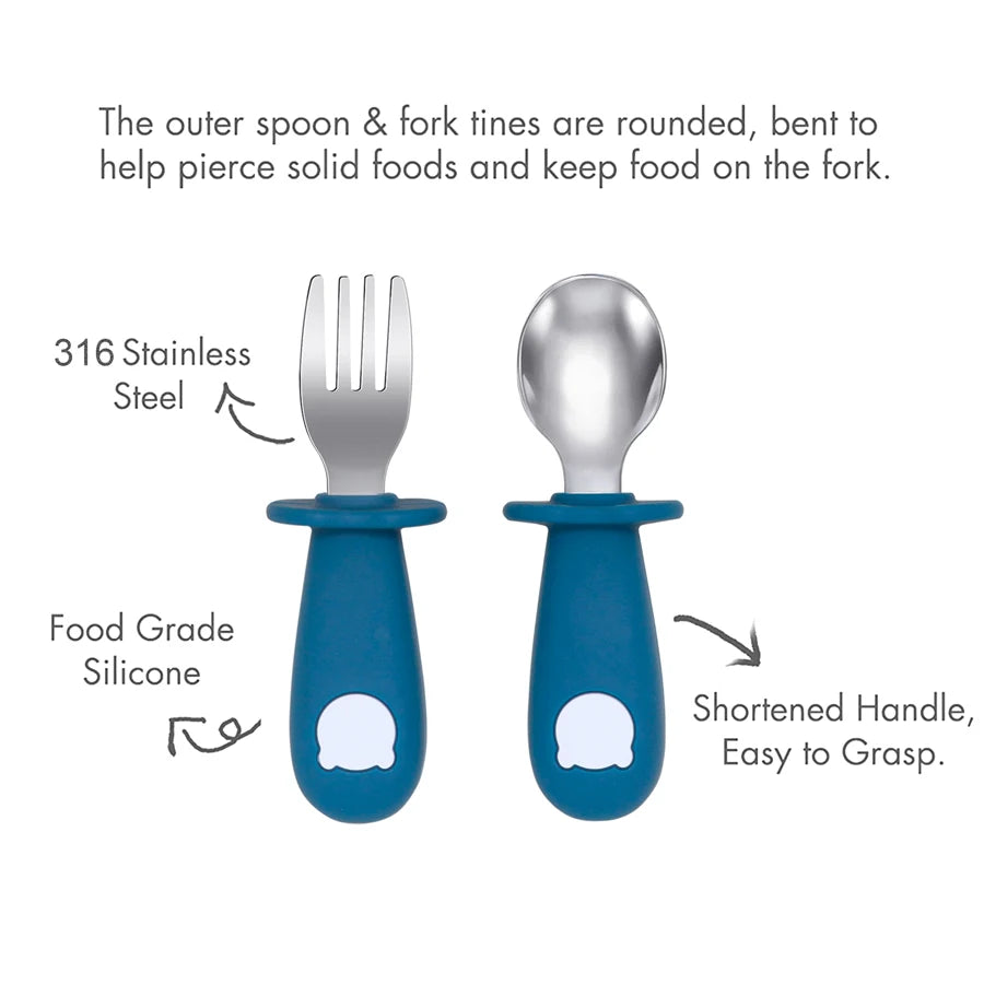 New Design Baby Feeding Solid Food Spoon Fork Set BPA