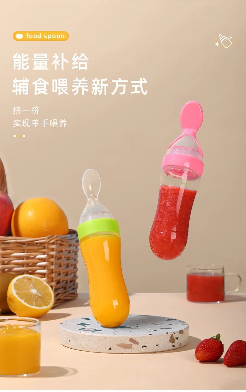 Squeezing Feeding Bottle Silicone Newborn Baby Training - detail view