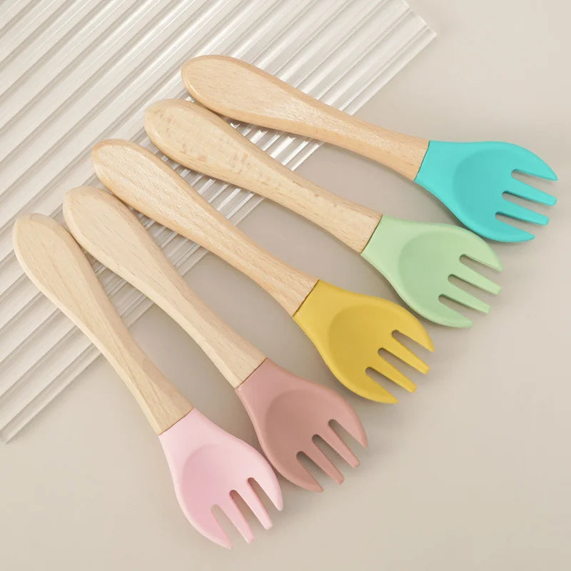 2PCS Baby Learning Spoons Utensils Set Food Grade