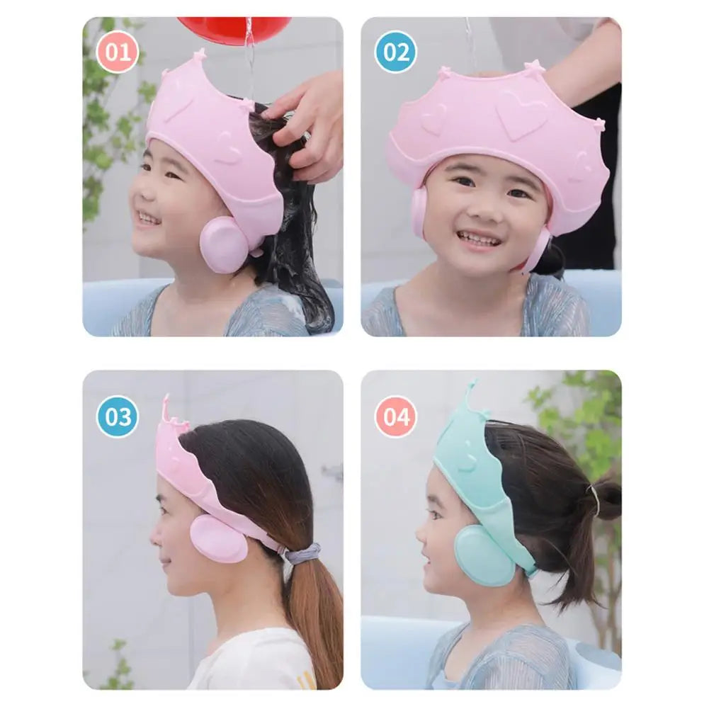 Children Shampoo Cap Adjustable Size Crown Baby Shower