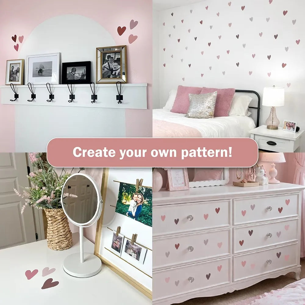 Bohemian Style Heart-Shaped Vinyl Wall Decals Peel - size reference