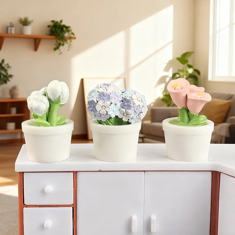Simulation rose tulip flower potted plant tabletop small ornament - size reference