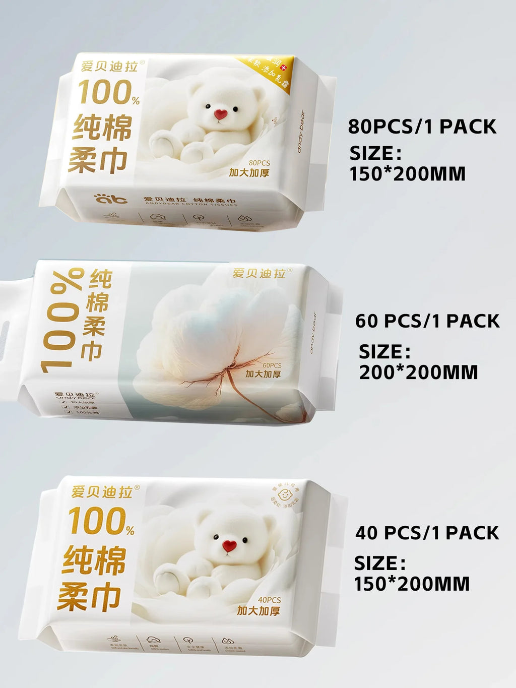 Newborn Baby Cotton Dry Wipes Unscented Hypoallergenic - detail view