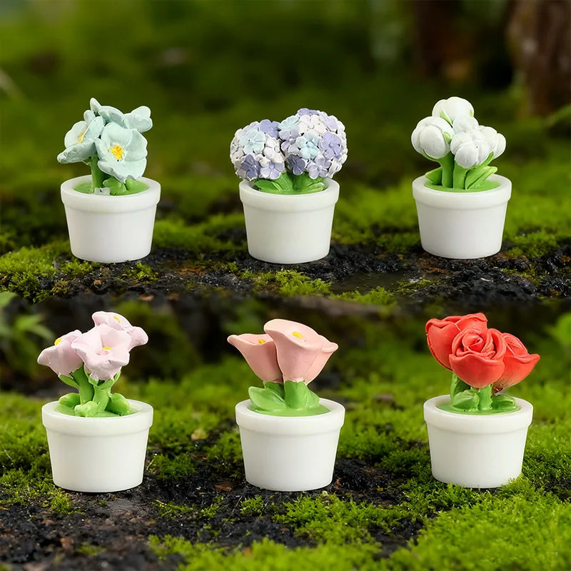Simulation rose tulip flower potted plant tabletop small ornament - detail view