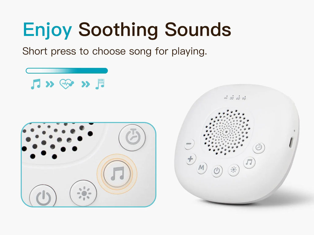 White Noise Sound Machine 24 Soothing Sounds Sleep Aid - side angle