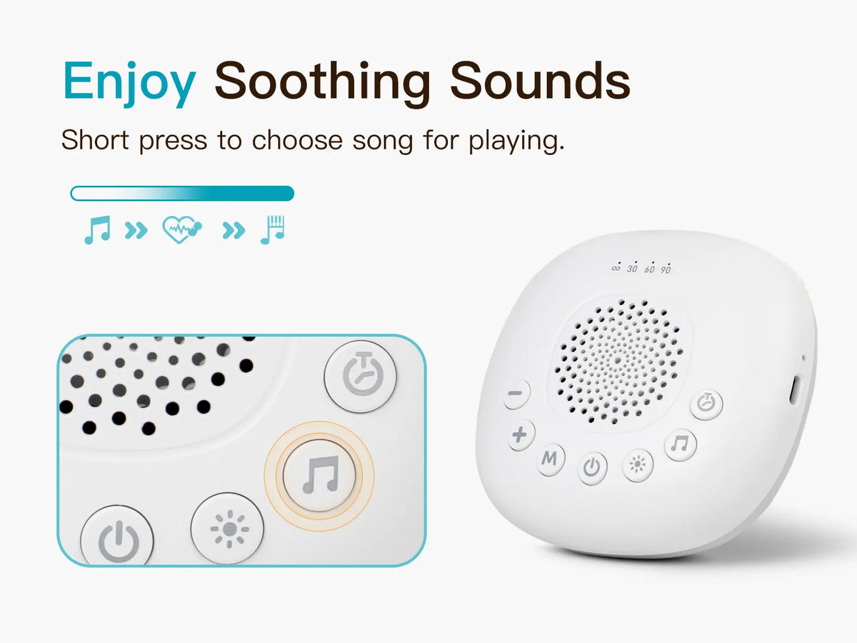 White Noise Sound Machine 24 Soothing Sounds Sleep Aid - side angle